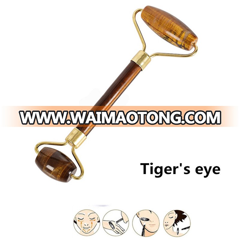 Natural Tiger Eye Jade Face Massage Roller Facial Massager Welded Crystal Roller