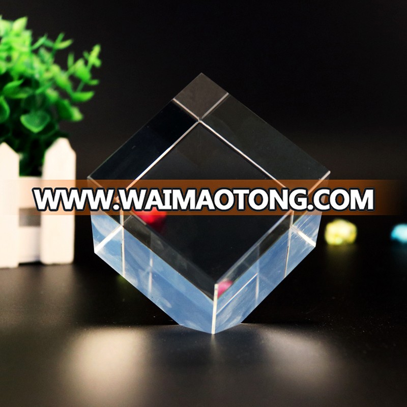 wholesale K9 clear rhombus shape crystal block cube