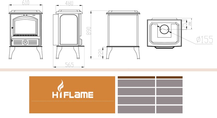 Hot selling excellent wood coal burning stove with CE certification HF717UE Black