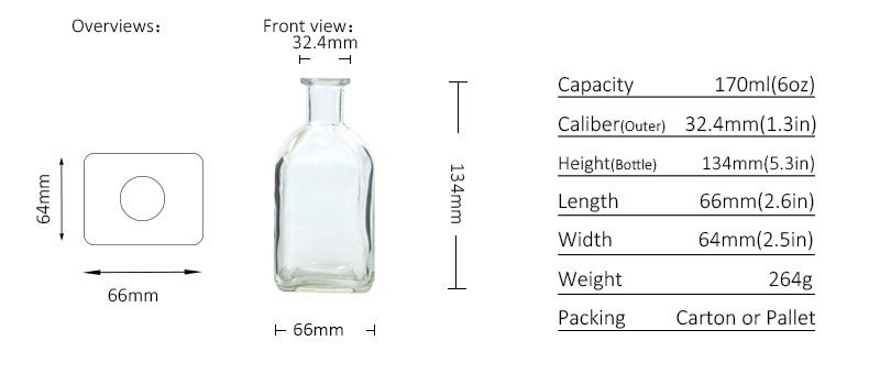 6oz wholesale clear aroma glass bottle New style high quality aroma diffuser glass bottle hot sell glass bottle