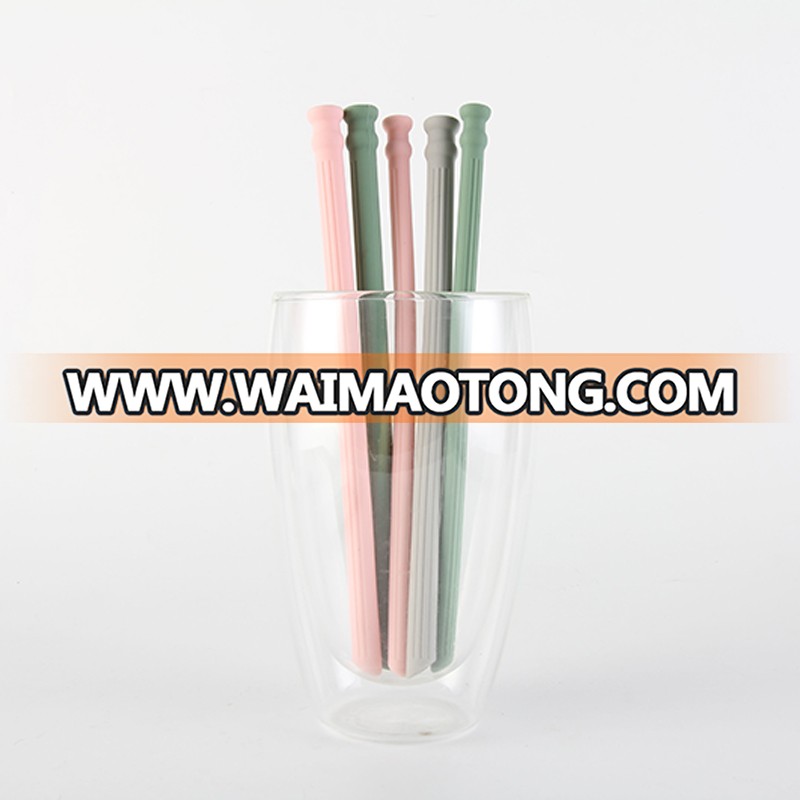 New product heat resistance silicone straw collapsible drinking straw with clean brush