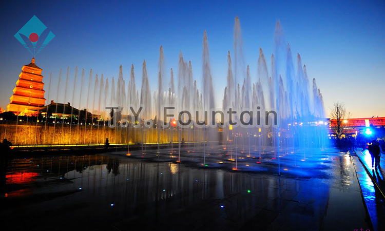 Large Music Dry Water Fountain With Multi-media Lights