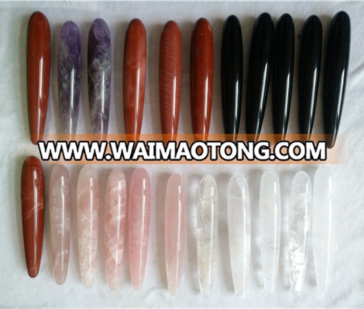 Natural quartz  curved secret massage wands crystal energy penis dildos for sexy women