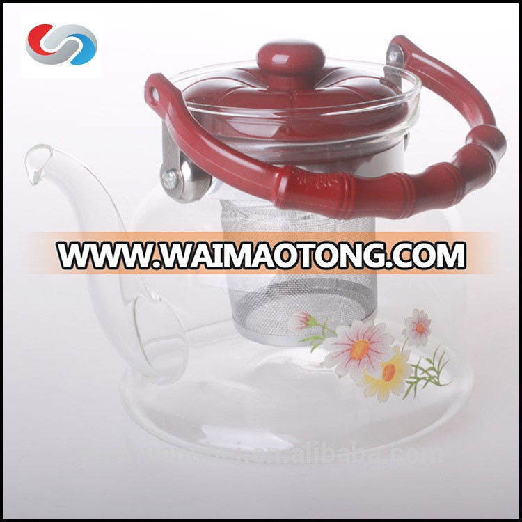 New Design 1000ml Borosilicate Glass Tea Pot With Filter, Glass Pitcher With Tea Strainer