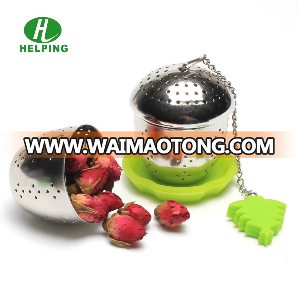 Silicone tea strainer stainless steel tea filter new design silicone tea infuser with chain