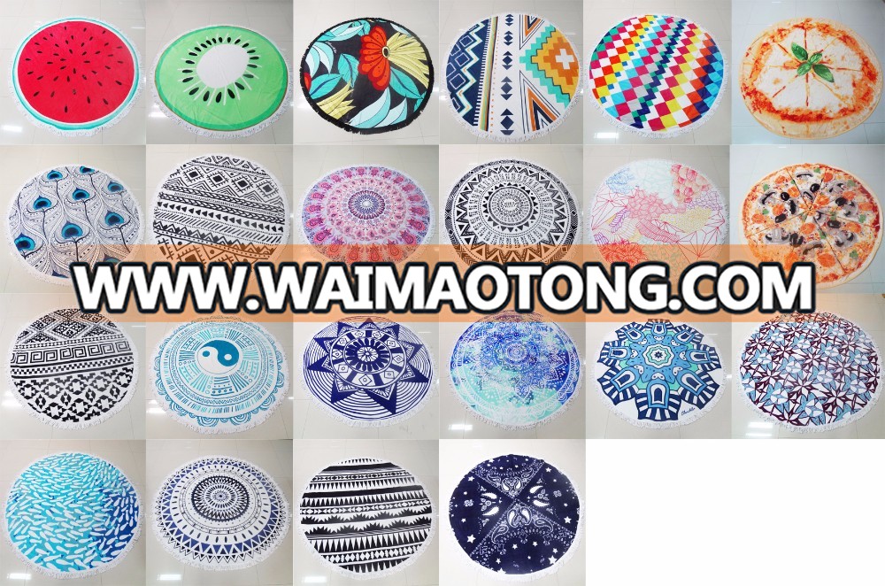 Hot selling cotton custom beach towel round beach towel