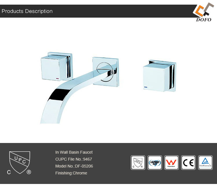 3 holes in wall long spout Basin Faucet