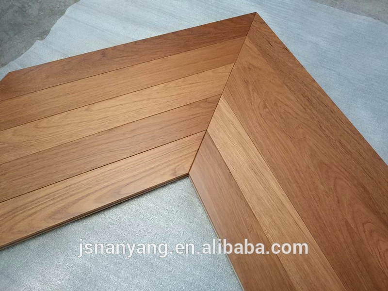 Formaldehyde E1 grade FSC Certified chevron parquet engineered teak natural hardwood flooring