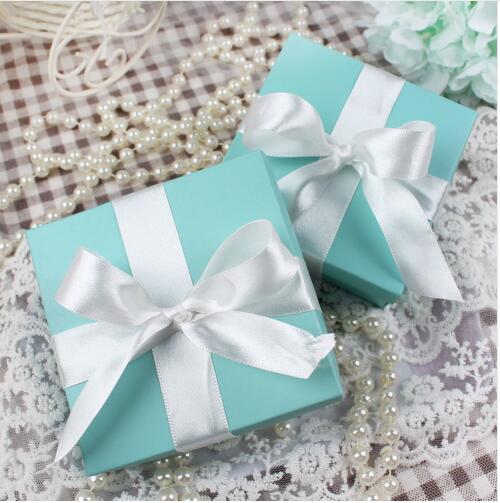 Wedding Favors and Gifts Box Blue Paper Gift Bag with Silk Ribbon for Wedding Decorations Event Party Wholesale