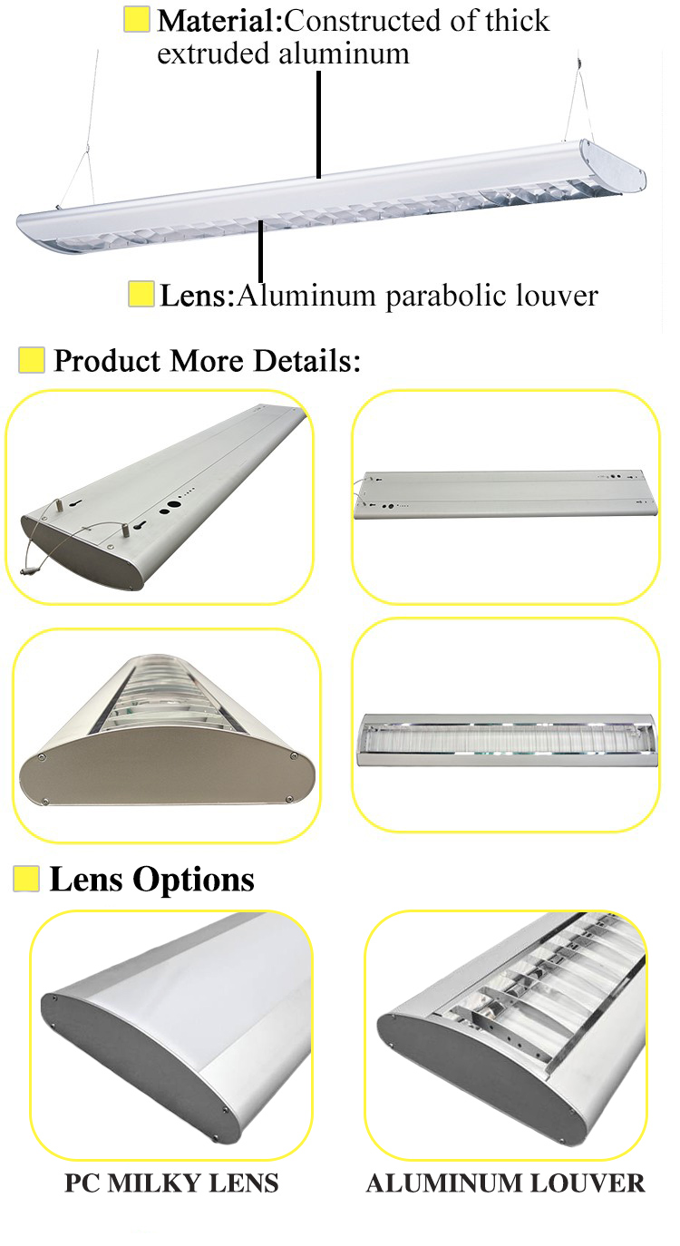 High Quality 2 Lamps 58w Suspended Ceiling Grid Lighting T8 pendent office hanging led batten light