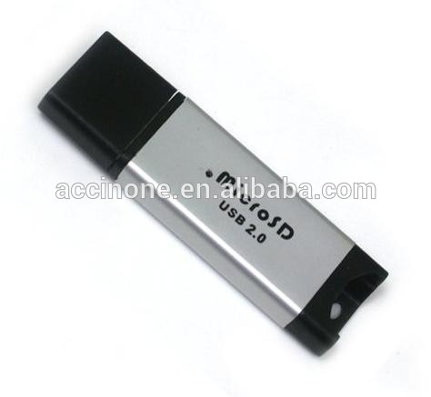 Aluminum case USB 2.0 Micro-SD card reader, TF T-Flash MicroSD card reader writer