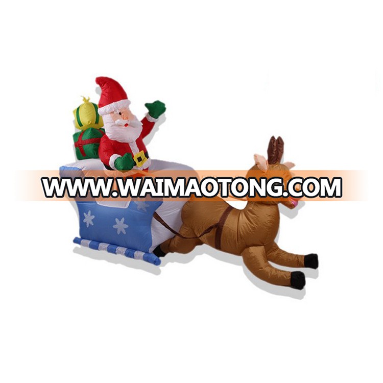 wholesale 2m long inflatable santa with sleigh and reindeer