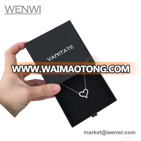 Luxury Unique Black Drawer Custom Silver Foil Logo Bracelet Jewelry Boxes Packaging