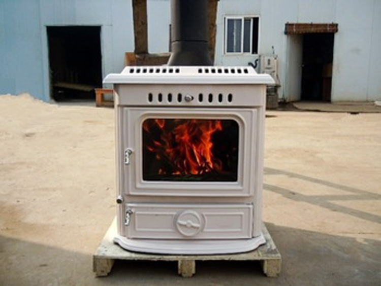 Polished Enamel Surface Finishing Cast Iron Wood Burning Fireplace