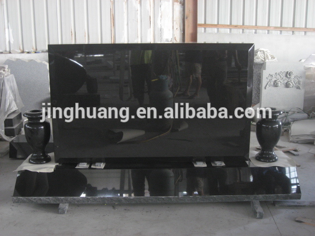 Black Granite Double Gravestone Black Material Tombstone Shanxi Black Tombstone