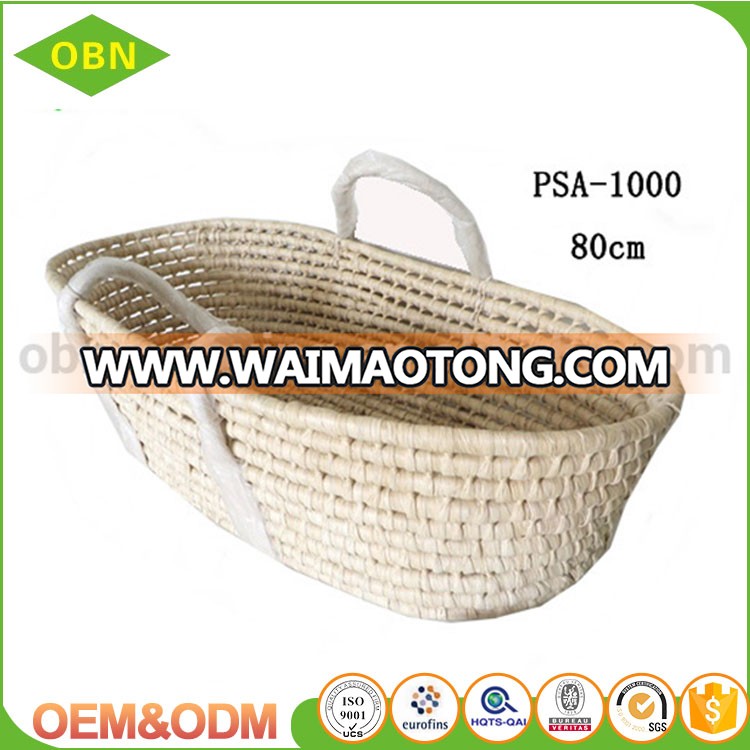 Natural material fruit basket maize baby moses basket high quality with handles