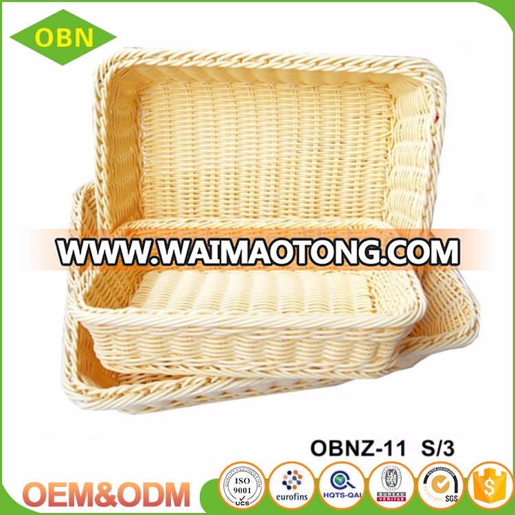 Custom cheap stackable woven heated durable rising square plastic bread fruit basket