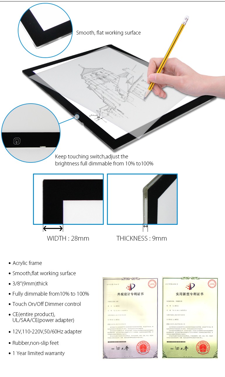 A2 A3 A4 Led tracing light box Led light pad for kids drawing