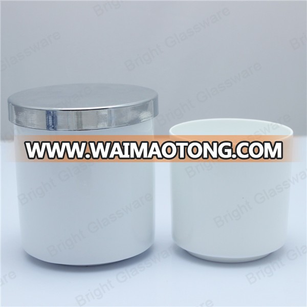 Accept custom design high quality ceramic candle holder container with metal lid wholesale