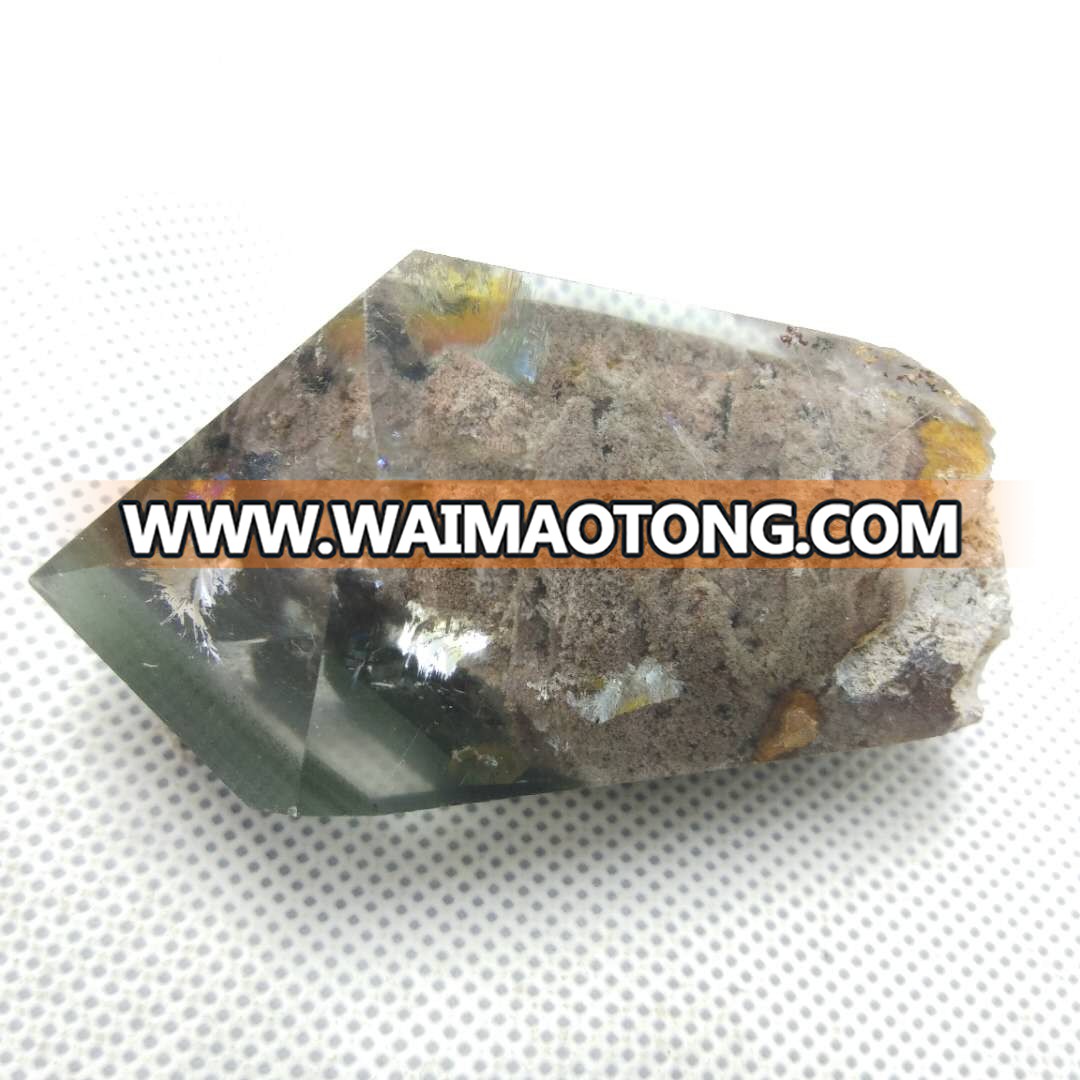 Natural green phantom quartz crystal wands healing Scenic points for sale