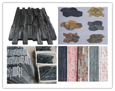 hot sale natural black slate mushroom wall stone cladding designs