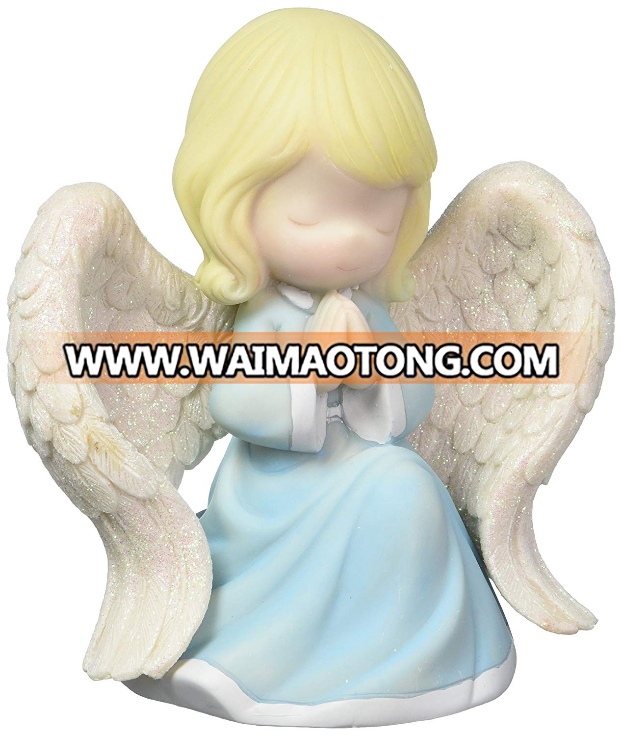 Little Cherub Angel and Robin 6 x 6 inch Resin Stone Garden Statue Figurine