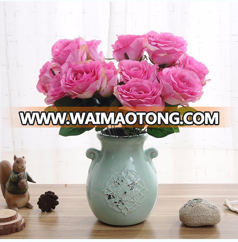 Factory 7 head wedding simulation flower european-style high-grade decorative artificial silk rose flower