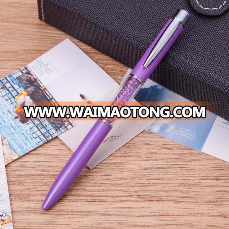 crystal diamond on top metal body promotional advertising ballpoint pen business signature office ball pen