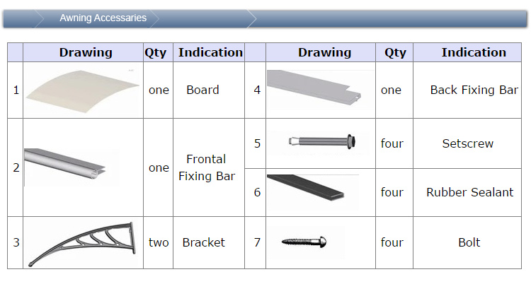 Light weight easy installation awning wholesale rain cover for balcony