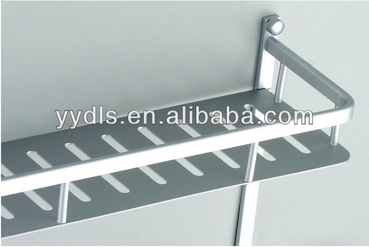 Wall Mounted Aluminum Bathroom Shelves 2 Layer Bathroom Holder Rack With Hook