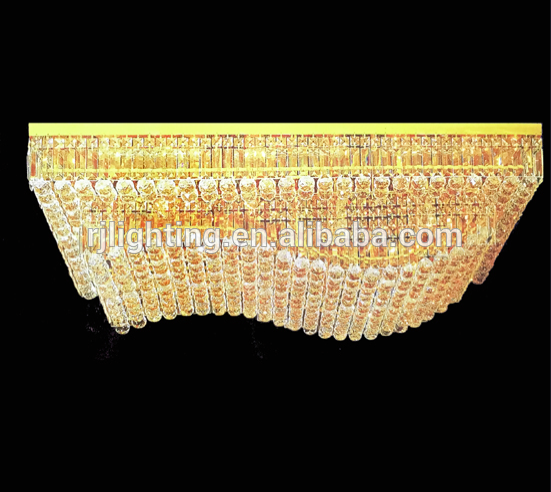 Zhongshan crystal chandelier factory rectangle wave ceiling light living room decorative lighting