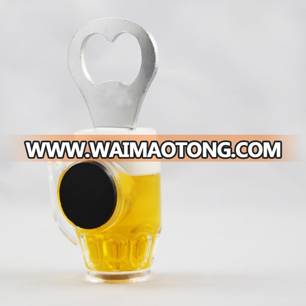 Acrylic Plastic Beer Cup Mug Bottle Opener With Magnet Fridge Magnets Beer Bottle Opener