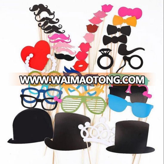 Ywbeyond wedding party photo booth props of 44pcs/bag paper glasses hat mustache wedding cheering props supplies