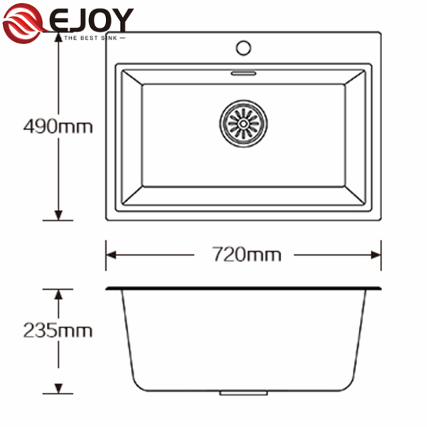 EJOY High Quality quartz composite sink OEM quartz stone sink kitchen NET725