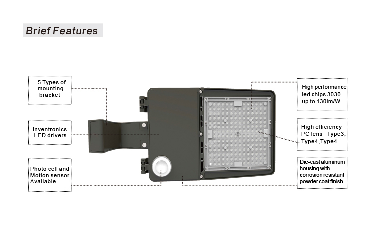 Outdoor Dusk-to-Dawn Street Lamp Photocell IP65 DLC Premium 240W LED Parking Lot shoe box Light