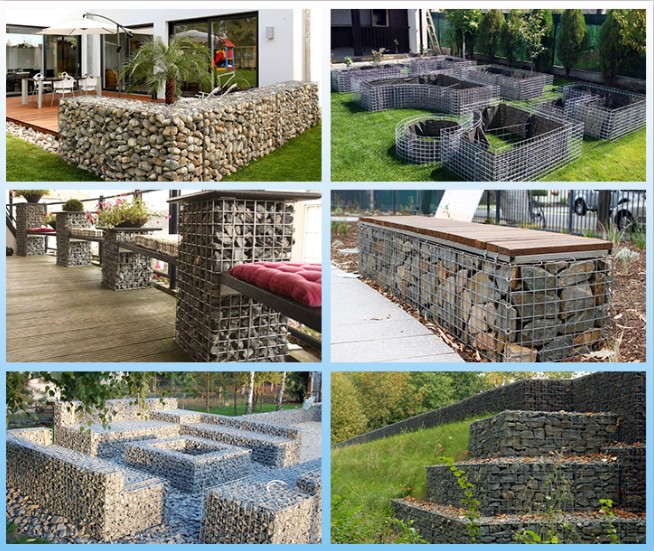 GuanDa-welded gabion wall, garden partition seat gabion barrier for sale