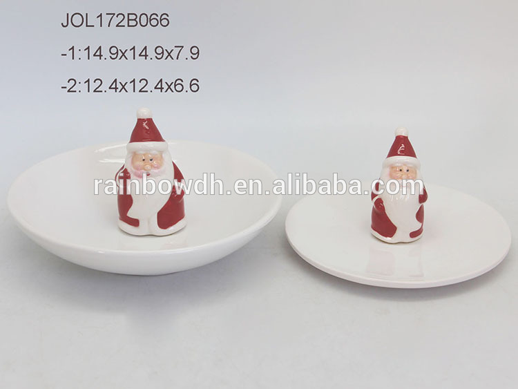 White Ceramic Christmas Dinner Santa Plates