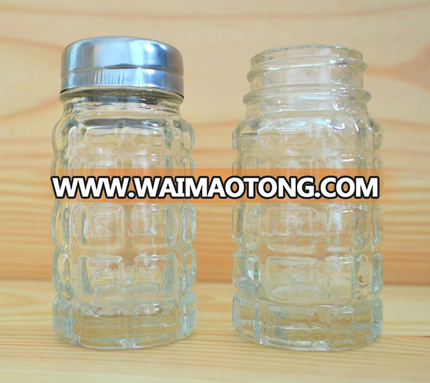 Wholesale glass pepper bottle glass salt bottle with aluminum cap