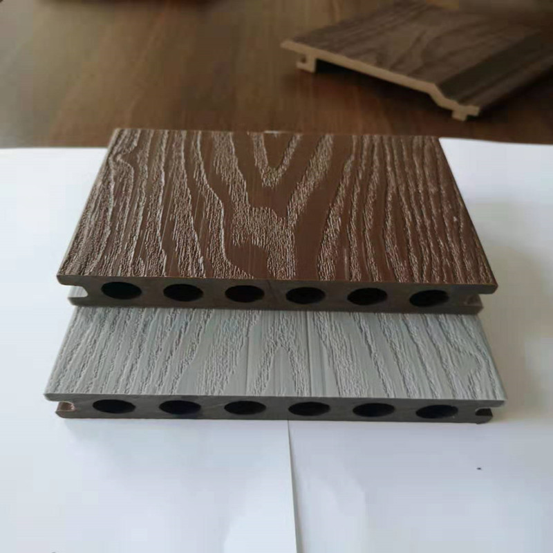 New design Co-extrusion composite decking UV-resistant capped wpc decking hollow co-extrusion wpc decking