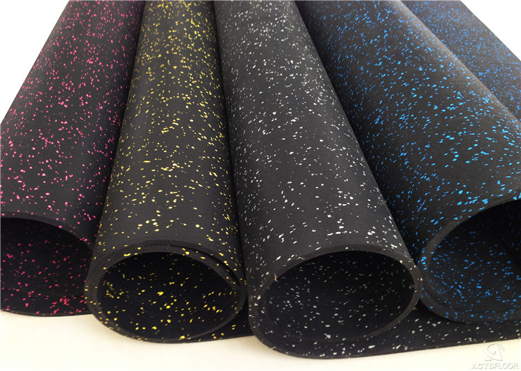 Colorful Flecks Recycled no smell Indoor Rubber Used Gymnastic Matting Flooring