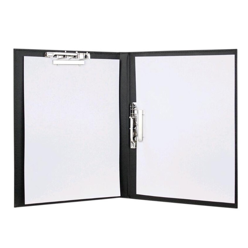 PU Leather A4 Hardboard Clipboard Organizer with 2 Stainless Profile Clips