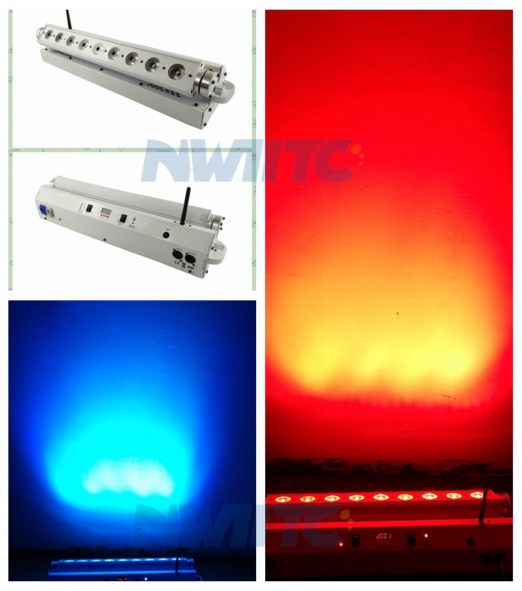 9*18W rgbwa uv 6in1 battery powered wireless dmx bar led wall washer