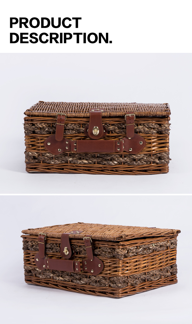 Hand made crafts tableware food cotton lined seagrass straw rattan willow wicker baskets storage wholesale with lid image