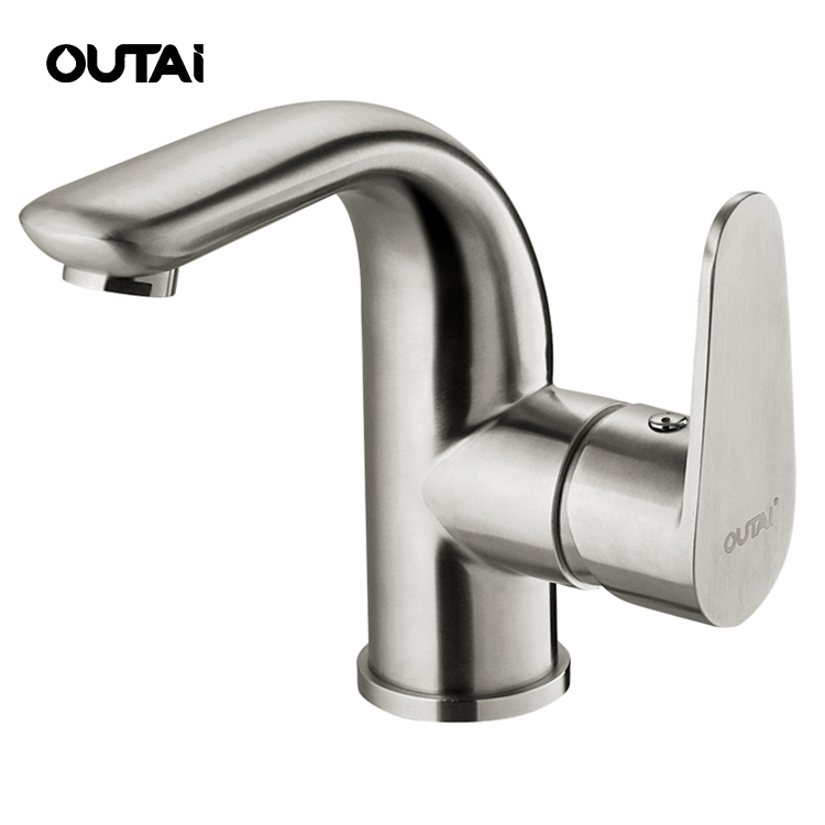 Brass single handle cold hot deck mounted wash basin bathroom faucet