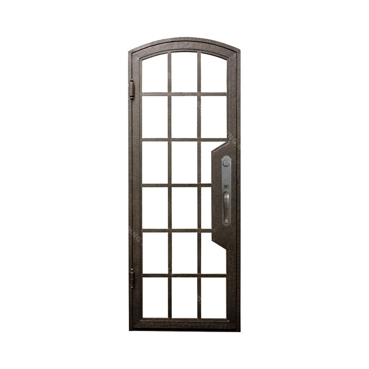 Zinc Spraying Waterproof Used Interior Wrought Iron Door with Glass