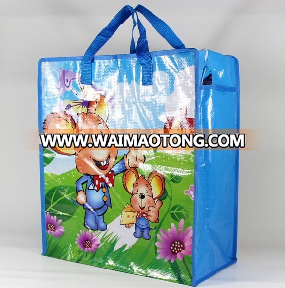 Supply cheap eco-friendly logo printed laminated fashion pp zipper bag for promotion