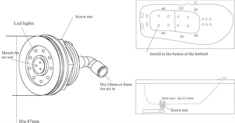 DC 12V underwater led lights for bathtubs