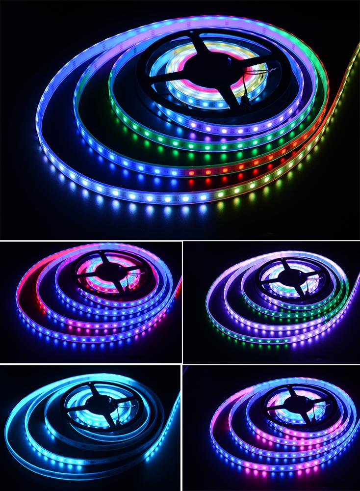 Customize LED Magic Strip WS2811/WS2812B Chips White/Black PCB Digital programmable 5050 RGB LED Strip Light DC5V/12V