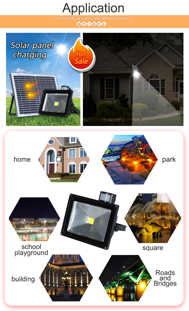 Portable ip65 outdoor security 10w 20w 30w 50w solar motion sensor flood light