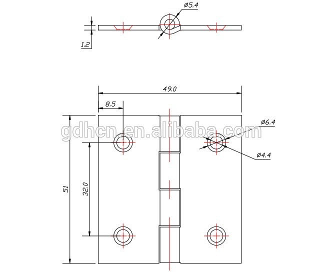 Nickel plating non-self closing furniture door iron butt Hinges